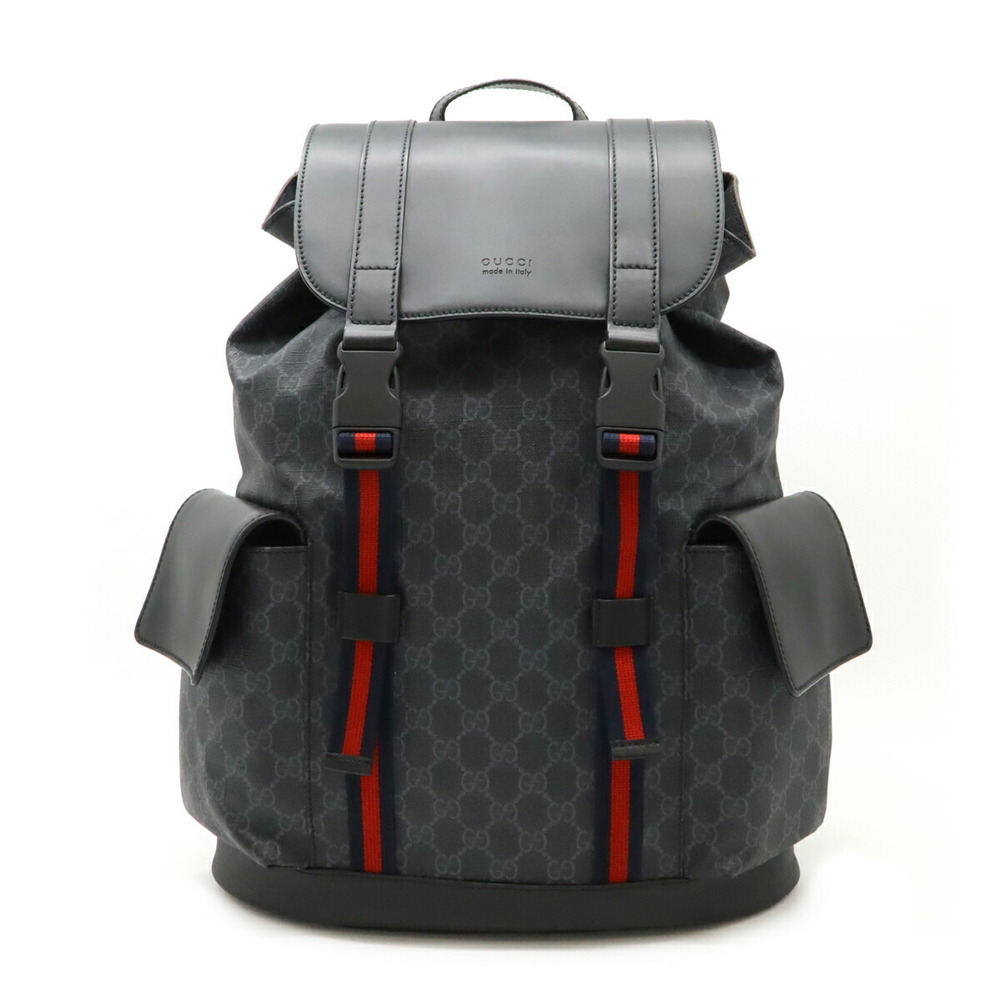 Gucci GG Supreme Sherry Backpack leather Black red Navy Blue